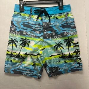 Hurley Vibrant Blue and Green Swim Shorts